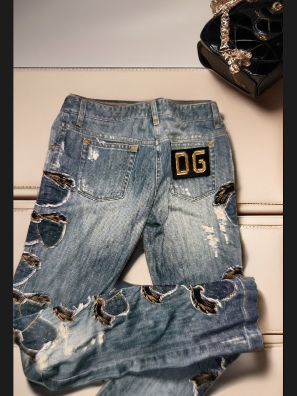 Dolce & Gabbana Light Blue Distressed Straight-Leg Jeans